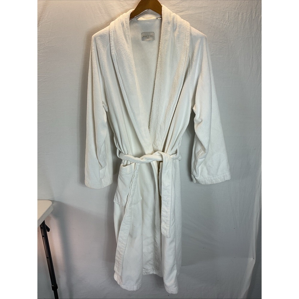 Frette 1860 White 100% Cotton Terrycloth Shawl Collar Belted Spa Robe XL Luxury